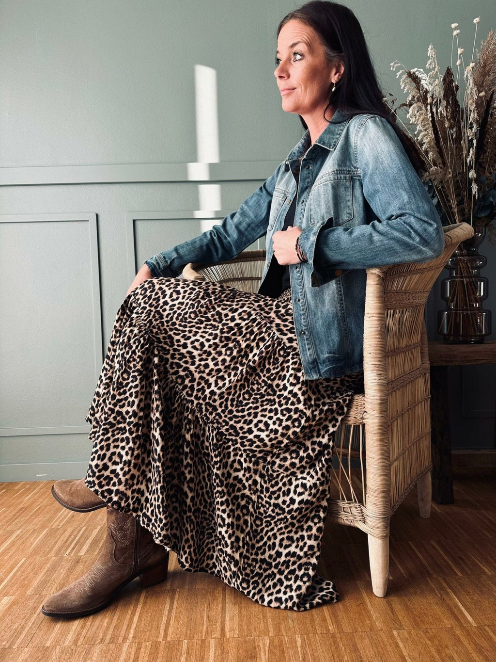 Nederdel Boho Leopard
